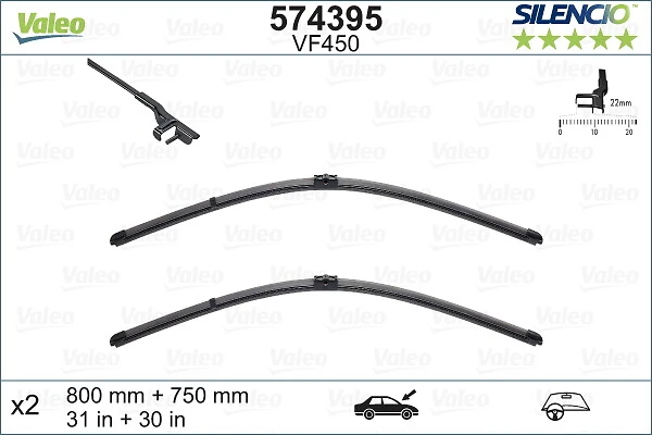 Limpiaparabrisas delanteras 574395 VALEO