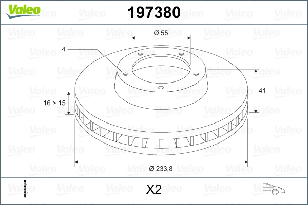 Comprar 197380 VALEO Freno de disco delantero