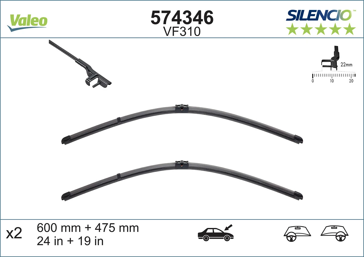 Limpiaparabrisas delanteras 574346 VALEO