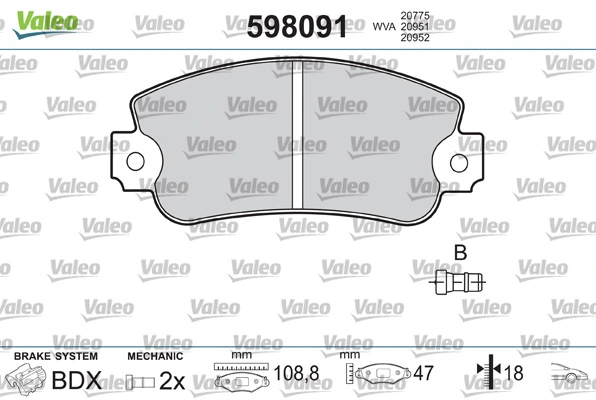598091 VALEO Pastillas delanteras