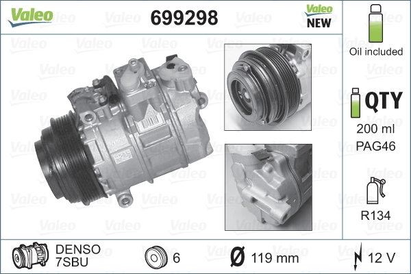 Compresor ac VALEO 699298 precio, desde 207,62 EUR