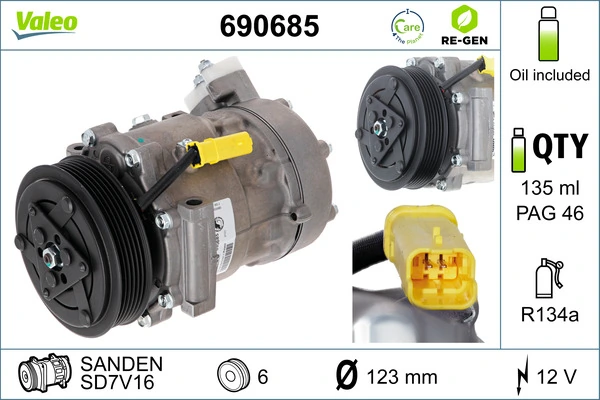 Compresor de ac Fiat/Alfa/Lancia 9686061780