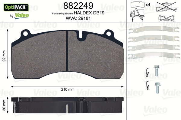 Comprar 882249 VALEO Pastillas delanteras de freno