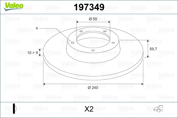 Comprar 197349 VALEO Disco de freno trasero
