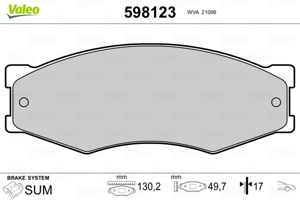 598123 VALEO Pastillas delanteras
