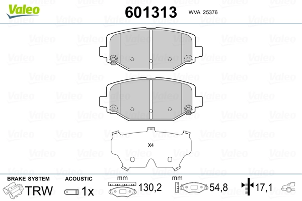 601313 VALEO Pastillas freno traseras