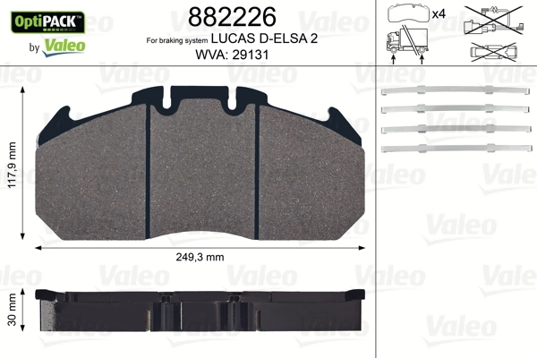 Comprar 882226 VALEO Pastillas delanteras de freno