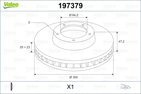 Comprar 197379 VALEO Freno de disco delantero