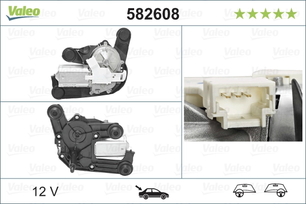 Motor limpiaparabrisas, trasera 582608 VALEO
