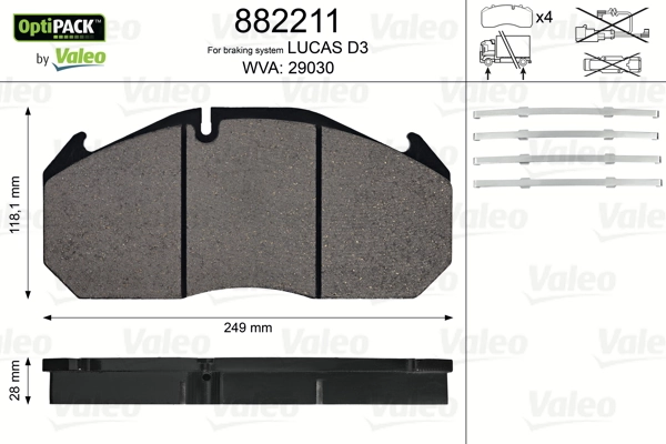 Comprar 882211 VALEO Pastillas delanteras de freno