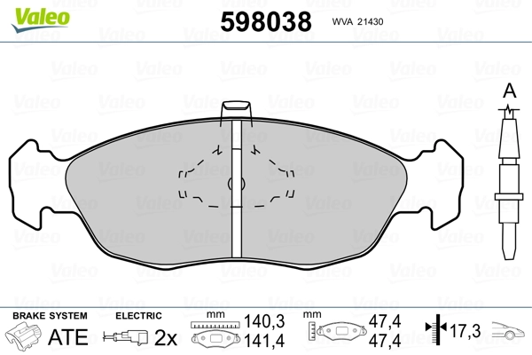 598038 VALEO Pastillas delanteras