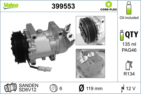 Compresor de aire acondicionado 6189501960 Fiat/Alfa/Lancia