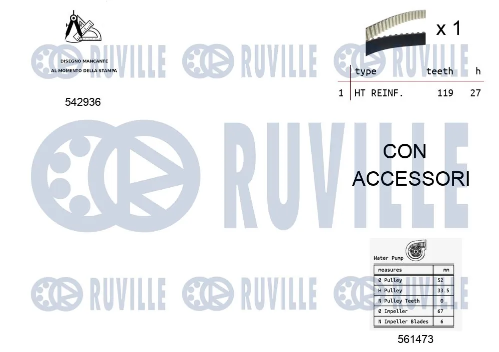 5505011 Ruville Kit correa de distribución