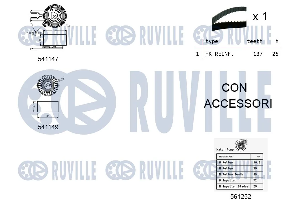 5500581 Ruville Kit correa de distribución