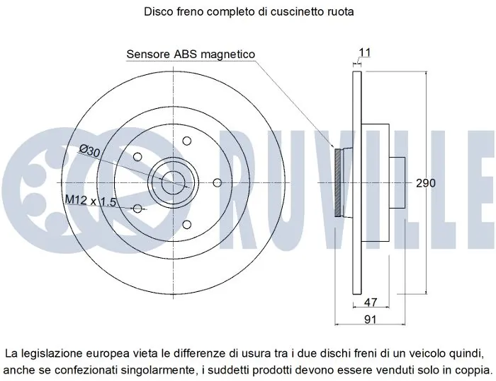 221926 Ruville Freno de disco trasero