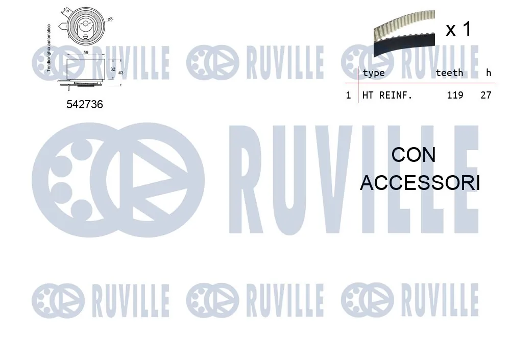 550378 Ruville Kit correa de distribución