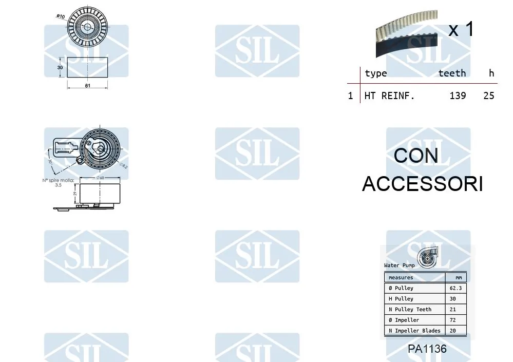 K3PA1136AL SIL Kit correa de distribución