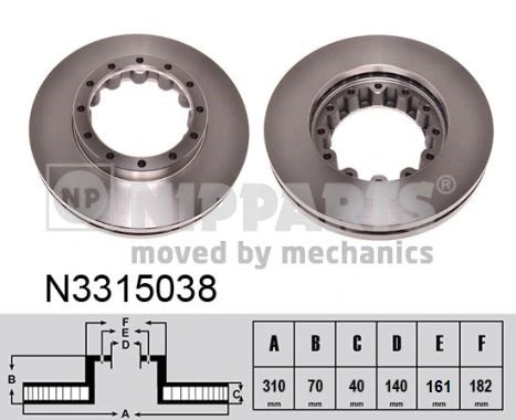 Freno de disco trasero para Mitsubishi Canter VII FB7, FB8, FE7, FE8