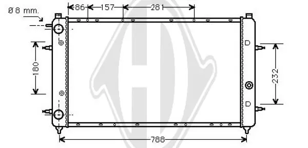 Radiador para Volkswagen Transporter 70B, 70C, 7DB, 7DK, 70J, 70K, 7DC, 7DJ
