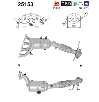 Catalizador de gasolina y diésel Mazda 3  (2009-2013)