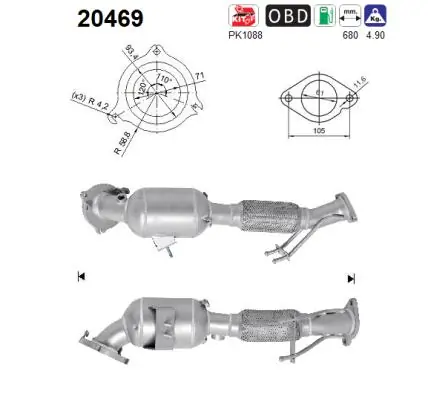 Catalizador para Volvo S80 AS, AR