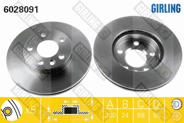 Disco de freno delantero para Volkswagen Transporter  (70A, 70H, 7DA, 7DH)