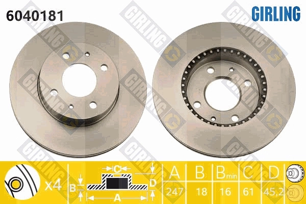 Disco de freno Nissan Sunny III (N14)