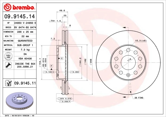 Disco de freno delantero para Seat Toledo III (5P2)