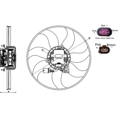 Ventilador eléctrico de refrigeración completo izquierdo (motor y hélice) CFF170000S Mahle Original