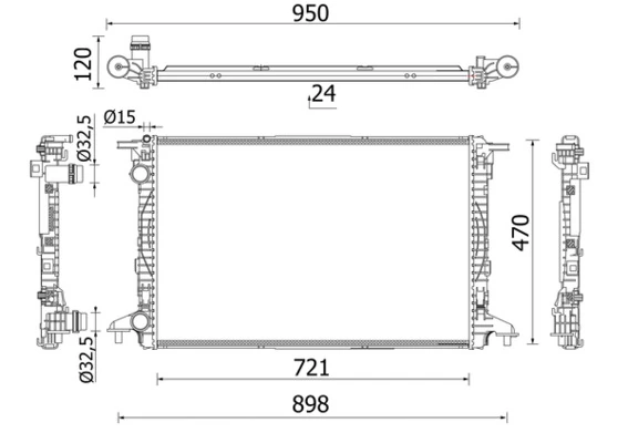 Radiador de água para Audi A5 (F5A, F5F)