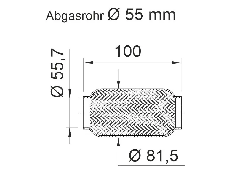 Tubo flexible de escape 55X1002 Euroex