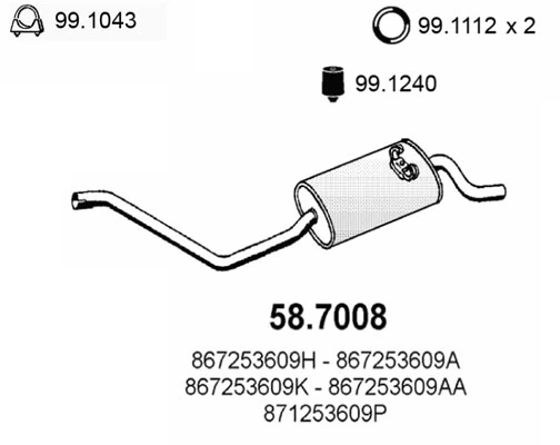Silencioso trasero Volkswagen Polo II (86C)