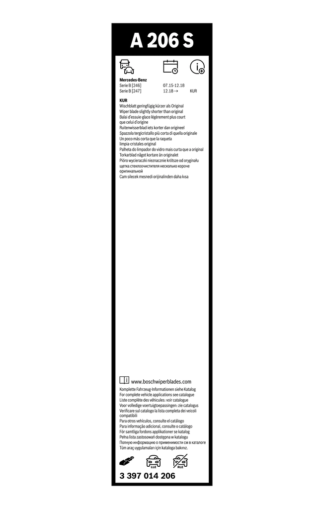 Escobillas delanteras Bosch 3397014206 precio, desde 24,33 EUR