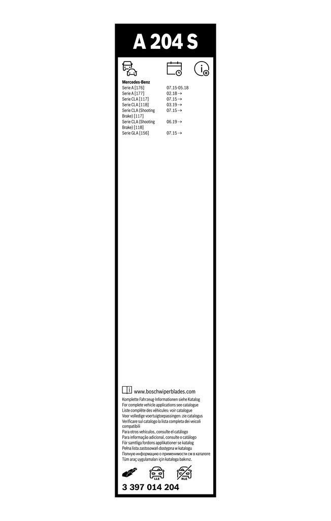 Comprar 3397014204 Bosch Juego de escobillas de luna delantera, 2 piezas