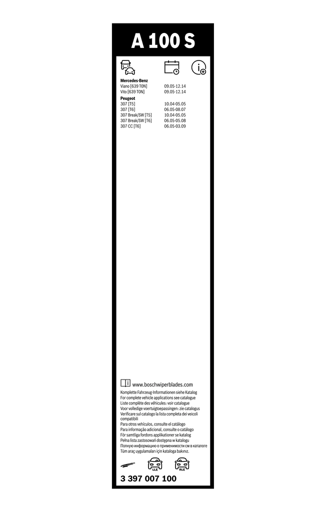 Comprar 3397007100 Bosch Juego de escobillas de luna delantera, 2 piezas