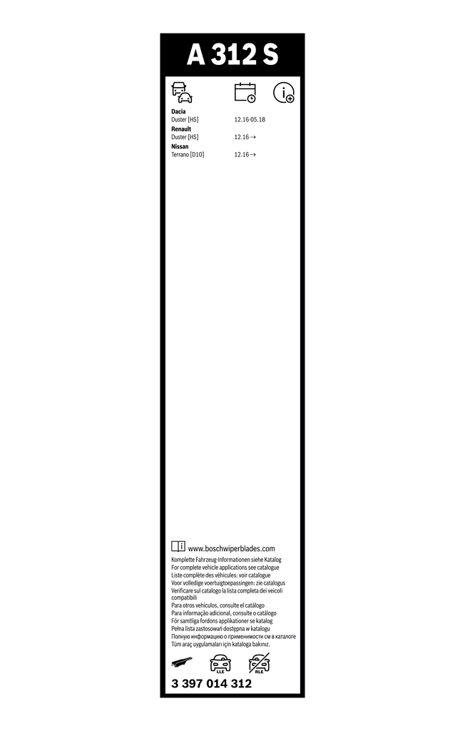 Escobillas delanteras Bosch 3397014312 precio, desde 19,81 EUR