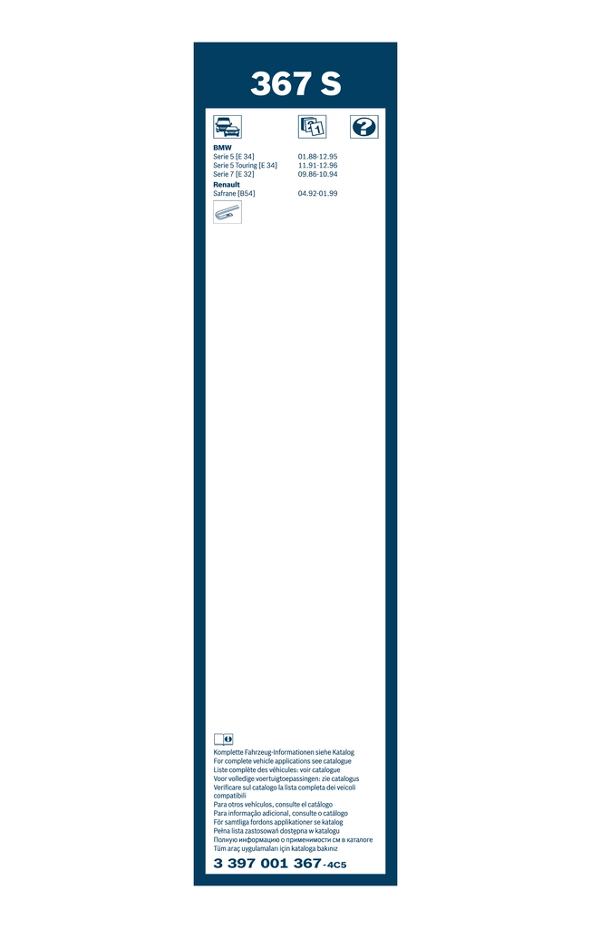 Escobillas Limpiaparabrisas delanteras Bosch 3397001367 precio, desde 12,22 EUR