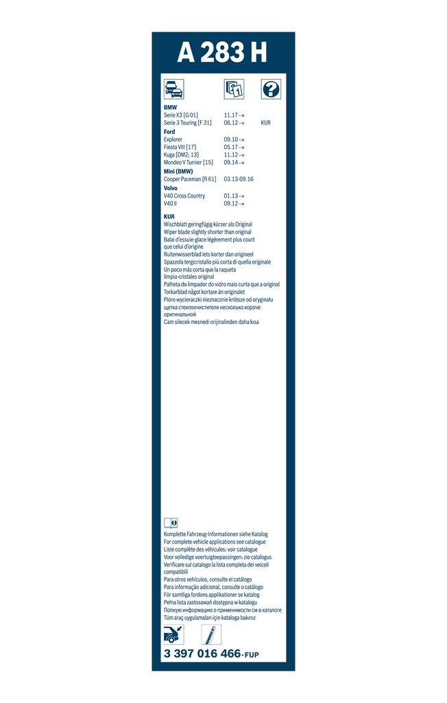 Escobilla del limpiaparabrisas trasero Bosch 3397016466 precio, desde 8,66 EUR