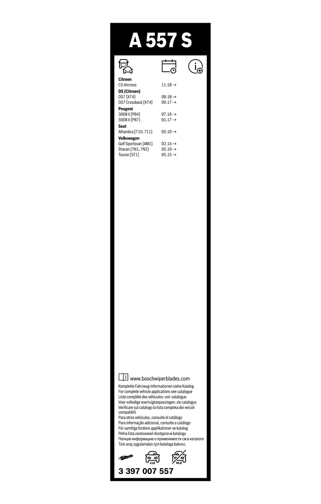 Escobillas delanteras Bosch 3397007557 precio, desde 21,22 EUR