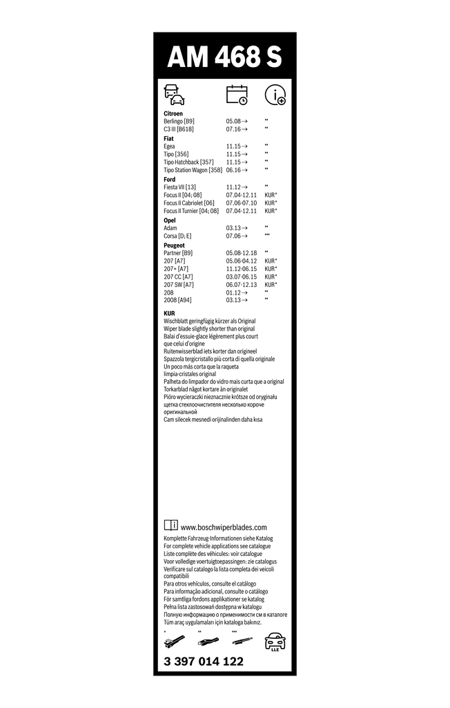 Juego de limpiaparabrisas de luna delantera, 2 piezas Opel Corsa X15