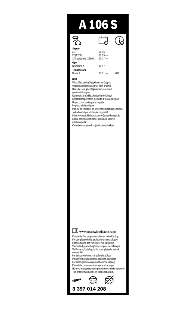 Escobillas delanteras Bosch 3397014208 precio, desde 23,24 EUR