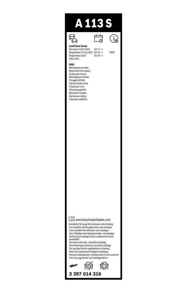 Comprar Escobilla del limpiaparabrisas del lado del conductor Land Rover Discovery V L462