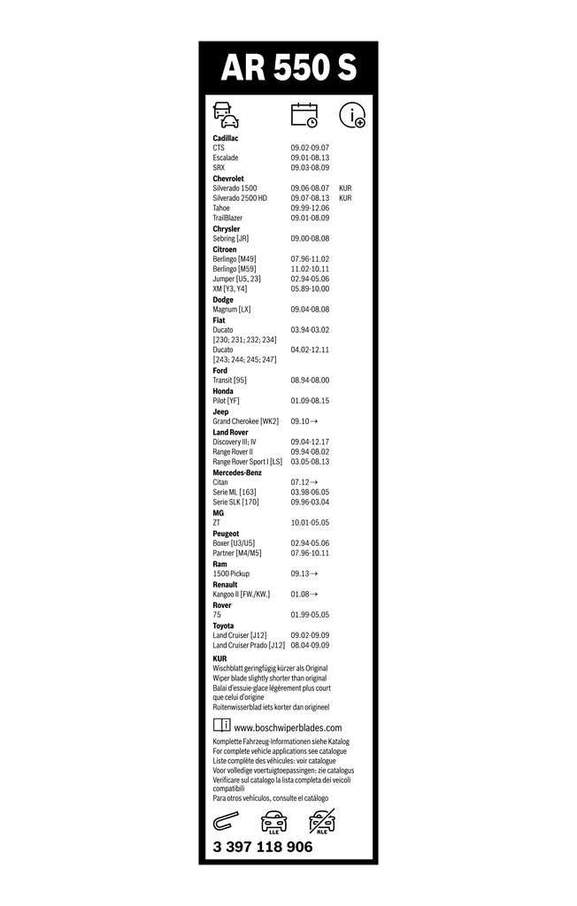 Juego de limpiaparabrisas de luna delantera, 2 piezas Land Rover Discovery 4 L319