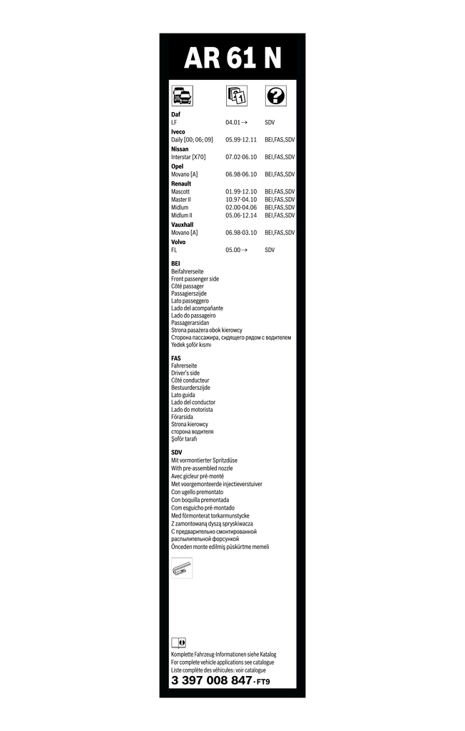 3397008847 Bosch Limpiaparabrisas delantera conductor