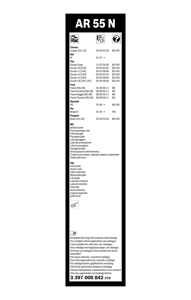 Comprar 3397008842 Bosch Escobilla del limpiaparabrisas del lado del conductor