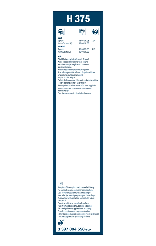 3397004558 Bosch Limpiaparabrisas trasero