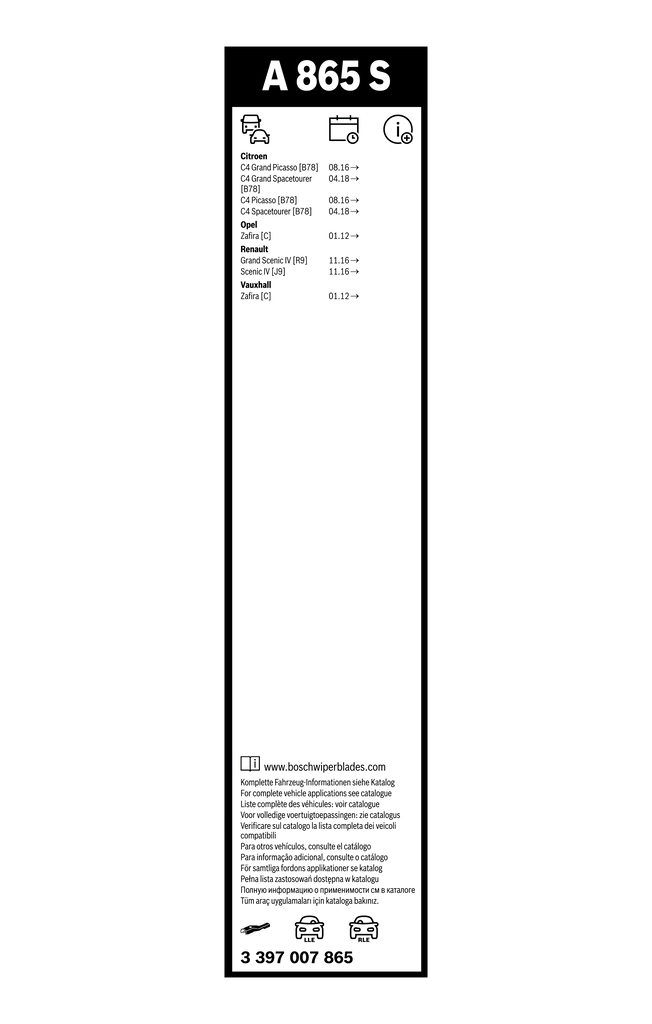 Escobillas delanteras Bosch 3397007865 precio, desde 27,31 EUR