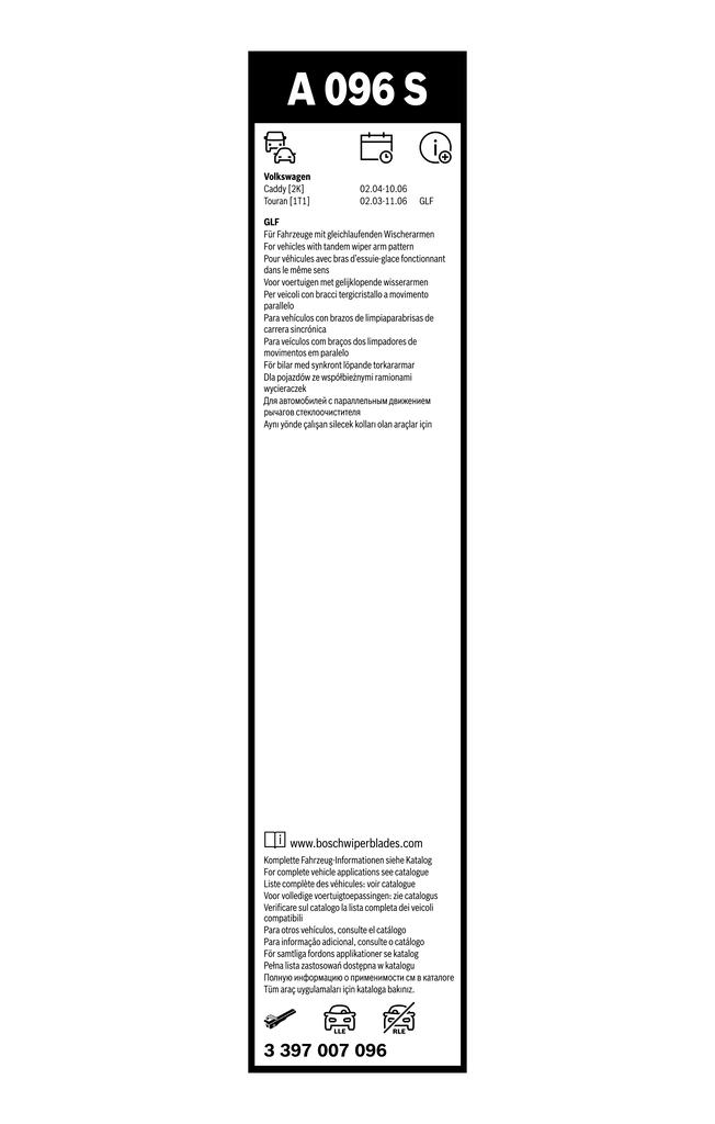 Comprar 3397007096 Bosch Juego de escobillas de luna delantera, 2 piezas