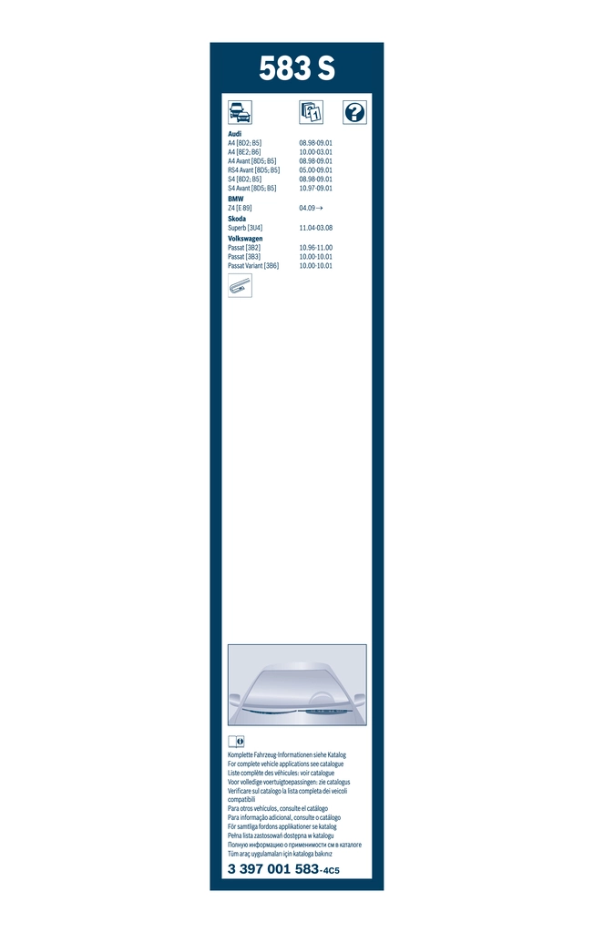 Escobilla del limpiaparabrisas del lado del pasajero Bosch 3397001583 precio, desde 10,85 EUR