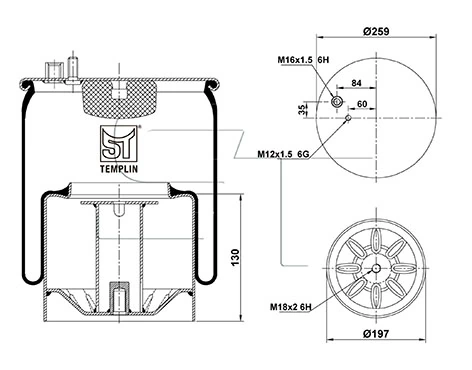Bolsa neumática del eje Continental/Siemens 4884N1P06